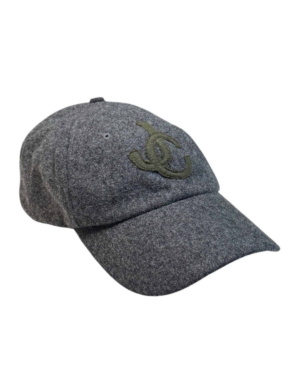 Vintage J Crew Gray Wool Blend Green "JC" Adjustable Cap Hat One Size